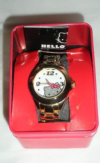 HELLO KITTY BY KIMORA LEE SIMMONS GOLD ALLOY CASE & GLITTER FACE WATCH 