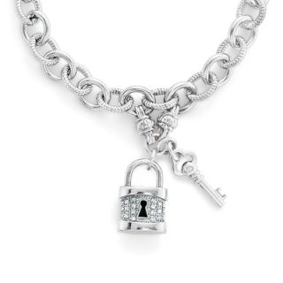 Diamond Accent Lock and Key Necklace in Sterling Silver   View All 