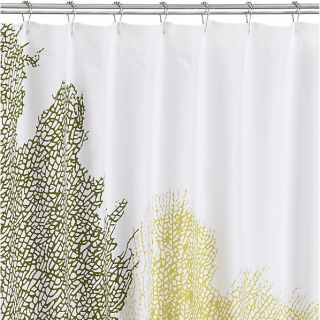 fan coral shower curtain in shower curtains  CB2