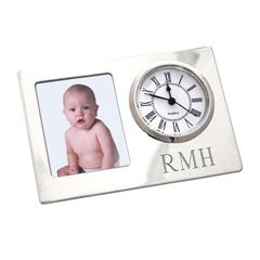 Silver Tone Engraved Picture Frame Clock (8 Characters)   Zales