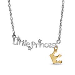 Childs Diamond Accent Little Princess Pendant in Two Tone Sterling 