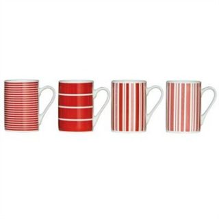 Premier Housewares Set of Four Red Stripe Mugs