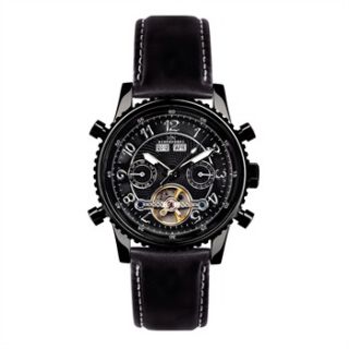 Hindenberg Mens Black Air Professional Leather Watch