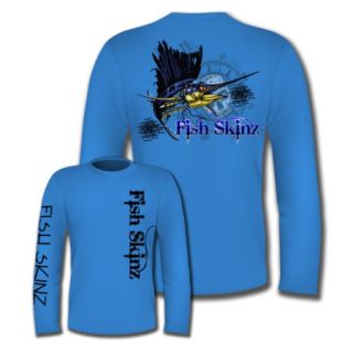 Fish Skinz Skeleton Sailfish Long Sleeve DryFit T Shirt   Gander 