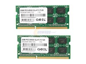 GeIL 4GB (2 x 2GB) 204 Pin DDR3 SO DIMM DDR3 1066 (PC3 8500) Laptop 