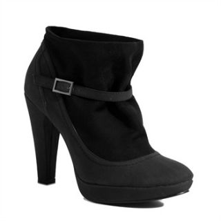 Red Hot Black Tonal Buckle Ankle Boots 11cm Heel