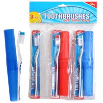 Bulk Toothbrushes with Plastic Travel Cases, 3 ct. Packs at DollarTree 