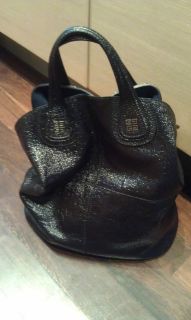 GIVENCHY Black Textured Patent Leather Nightingale Zanzi Shopper Tote