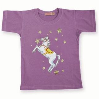Dandy Star Purple Cotton Horse/Stars Printed T Shirt