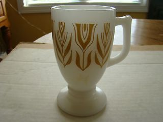 Vintage Milk Glass Mug Wheat?? Pattern 5.25 Used Very Good NR