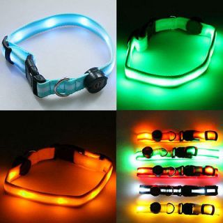 5pc LED Dog PET Collar Glow Flashing Light Up Safety Blinking Nylon