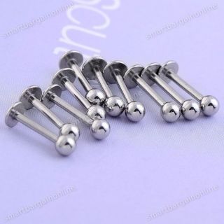 10pc 16G Ball Labret Lip Chin Ring Nose Ear Bar Stud Stainless Steel 
