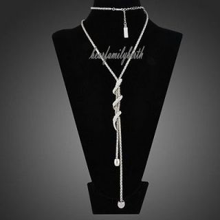   white gold Gp Swarovski Sweater chain snake long necklace jewelry N202