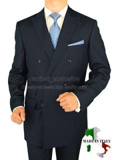 GINO VALENTINO $1799 DOUBLE BREASTED SUIT WOOL SILK 98007/22#101 NAVY 