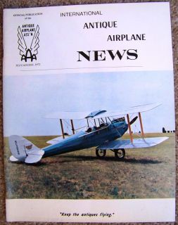  1972 INTERNATIONAL ANTIQUE AIRPLANE NEWS Aircraft Magazine Gipsy Moth