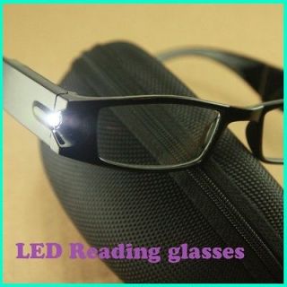   Light reading glasses eyeglass spectacle W/ batteries case cloth +2.0