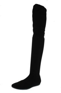 Donald J Pliner NEW Holli Black Suede Stretch Thigh High Boots Flats 