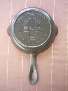 GRISWOLD ERIE #3 LARGE BLOCK LOGO w/ HEAT RING~LEVEL~CLEAN~CAST IRON 