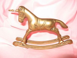 VINTAGE 1980S MINITURE ROCKING UNICORN SOLID BRASS COLLECTIBLE