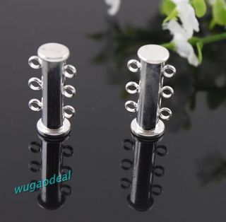 20 Pcs Old Silver Plated Stylish Magnetic 3 Row Slide Lock Clasp