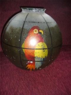 HANDEL STYLE ANTIQUE PAINTED PARROT LAMP HANGING GLOBE 10