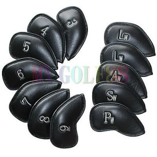 12 Pcs Thick PU leather Golf Iron Head covers set Headcovers For 