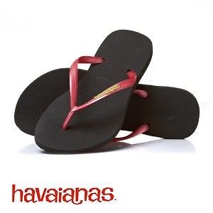 Havaianas Slim Logo Womens Flip Flops   Black/Sugar Coral