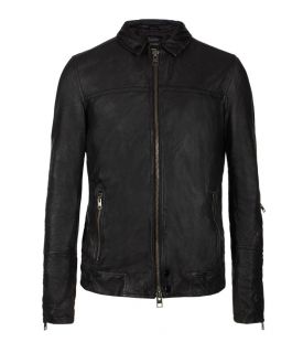 Tricky Leather Bomber Jacket, Men, Leathers, AllSaints Spitalfields