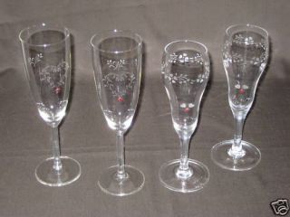 HEART ETCHED CHAMPAGNE FLUTES with SWAROVSKI CRYSTALS