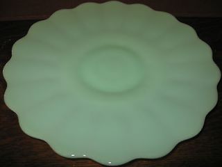 Jadeite green Glass cake serving stand plate platter pedistal raised 