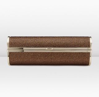 Jimmy Choo  Cosma  Metal Cylinder In Hand Clutch Bag with Crystals 