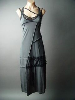 Gray Grunge Gothic Steampunk Corset Long Maxi Dress L