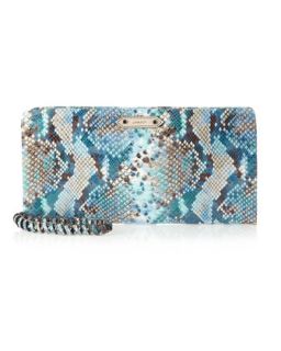 Willow Snake Printed Clutch Bag, Blue   