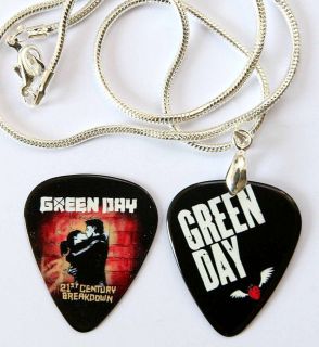 Green Day Guitar Pick Necklace + Free Matching Plectrum