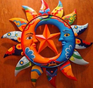 BEAUTIFUL Metal Talavera Style Mexican Sun Moons & Star Cantina 