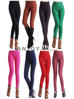 Womens Candy Color High Waisted Hot Pants Cotton Yoga Tight Leggings 