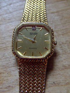Mens Gruen Precision gold tone quartz dress watch