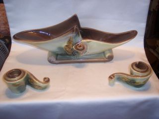 HULL PARCHMENT PINE CONE CONSOLE BOWL & CANDLE HOLDERS