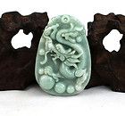   jadeite Jade Hand Carved Dragon Symbolize Auspicious Healthy Pendant