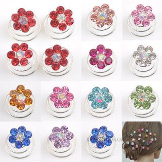 12/36pcs Crystal Flower Coils Twists Spirals Hairpin Fashion 11 Colors 