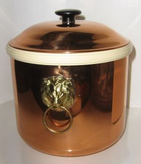COPPER ICE BUCKET WITH ICE TONGS FROM COPPERCRAFT GUILD   ERA 1960 