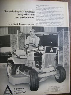 1968 ALLIS CHAMBERS B112 Lawn Tractor Ad 8 x 10 A Good Man Is Hard To 