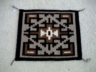Auth.Native American Indian Navajo Two Grey Hills Wool Rug by Betty 