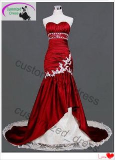   White/Red Mermaid Bride Wedding Dress Quinceanera Evening Ball Gown