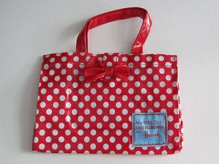 HARRODS Red & White Pokka Dot Bow Mini Handbag / Tote Bag