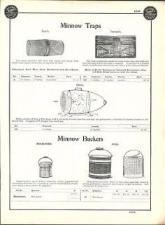 1905 AD Minnow Traps Gees Inmans Orvis Flint Glass Bucket Miniature 