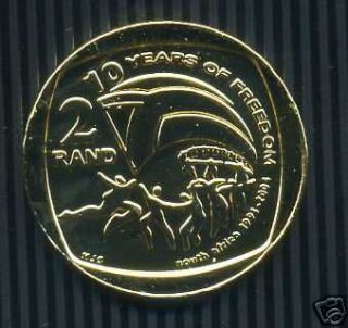 SOUTH AFRICA 2004 10 Years Freedom R2 Coin Gold Plated