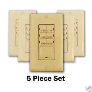 5PC. In Wall Countdown Timer Switches 6 Button Preset W/ Override 