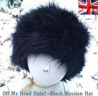   Black Russian Fake Fur Off My Head Hat Walking Hiking Ski Snowboard