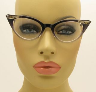 New 50s Vintage Style Clear Lens Gradient Frame Cat Eye Glasses 
